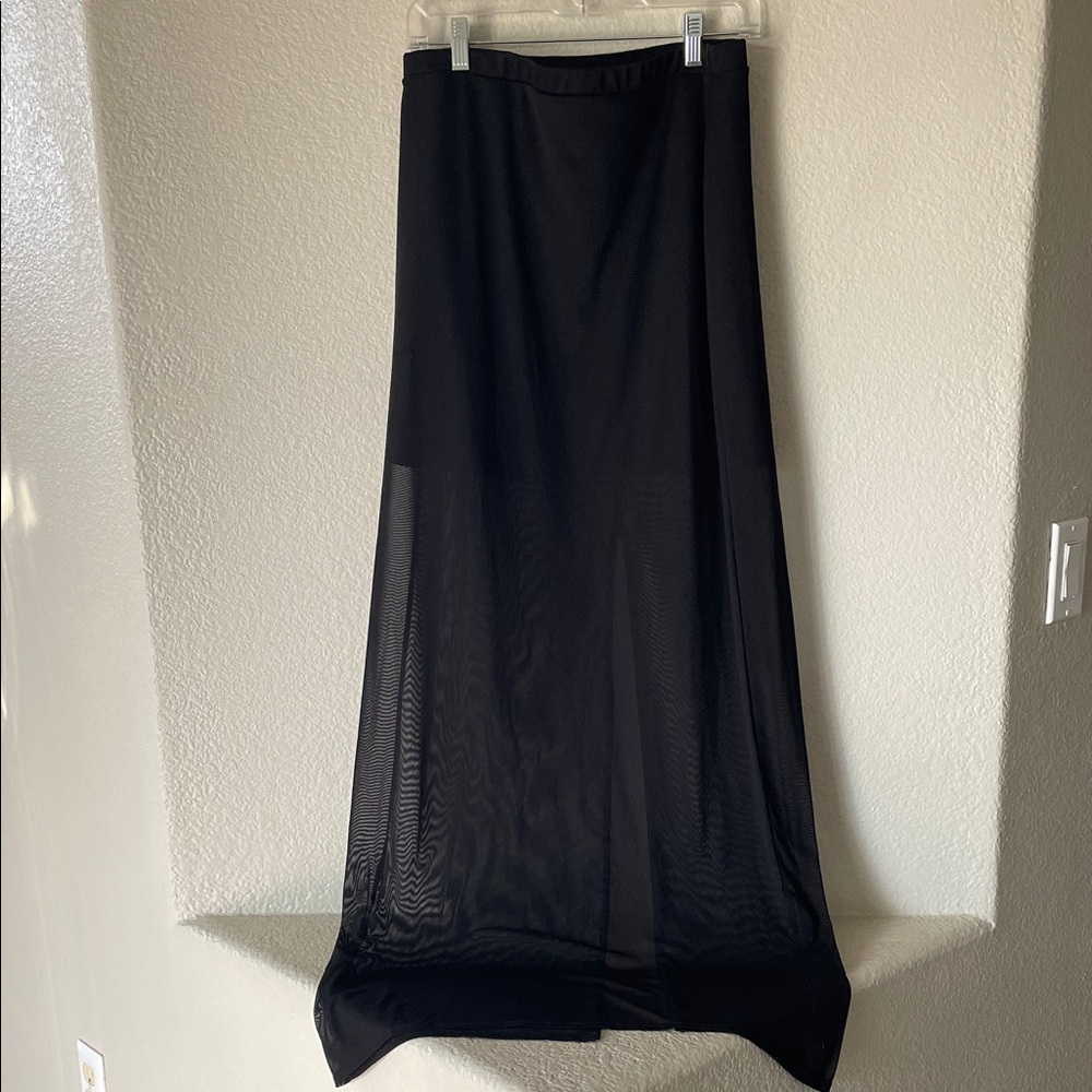 Fashion Nova High Rise Mesh Maxi Skirt - Black